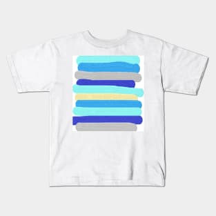 Bright Ocean Blue Painter's Stripes Kids T-Shirt